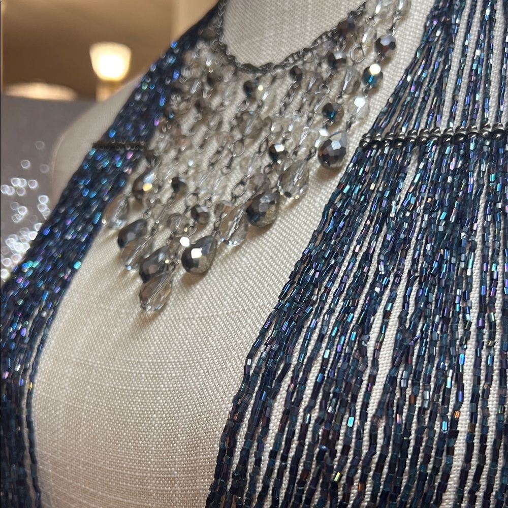 Silver, Blue, Grey Iridescent Statement Necklaces - Picture 6 of 8
